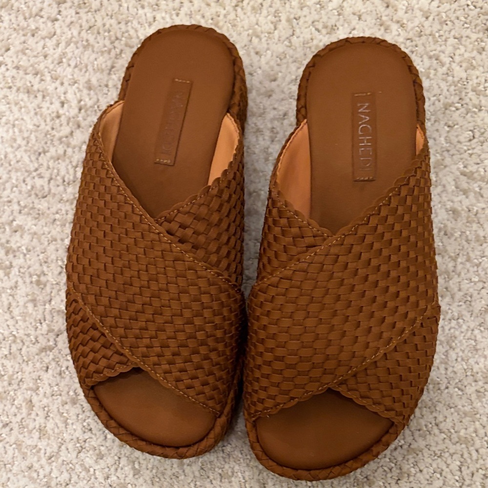 Naghedi Brown Woven wedge sandal
